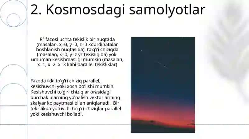 Fazoda toʻgʻri chiziq tenglamalari va tekisliklarning oʻzaro vaziyati - Sherzod Kholikov 4