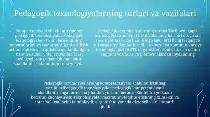 Pedagogik Kompitentlikni Shakllantirishda Pedagogik Texnologiyalar 4
