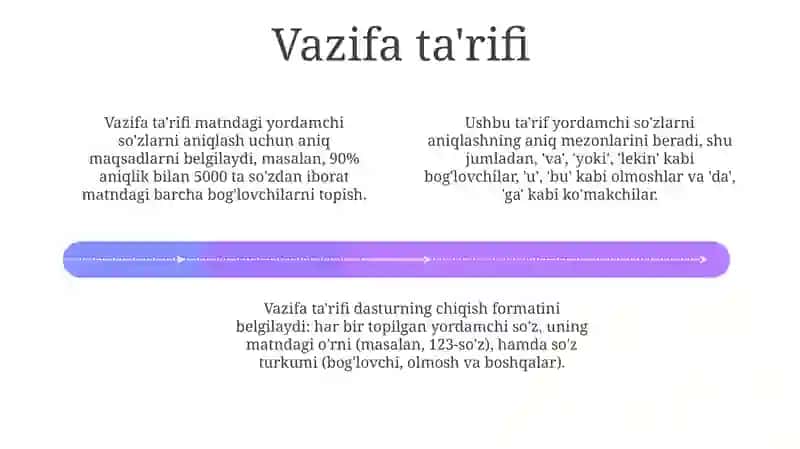 Matndagi yordamchi soʻzlarni topuvchi dastur tuzish 4