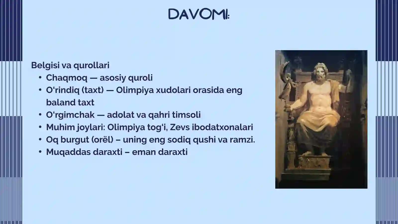 Qadimiy Yunonistonning xudolaridan biri Zevs haqida taqdimot 4