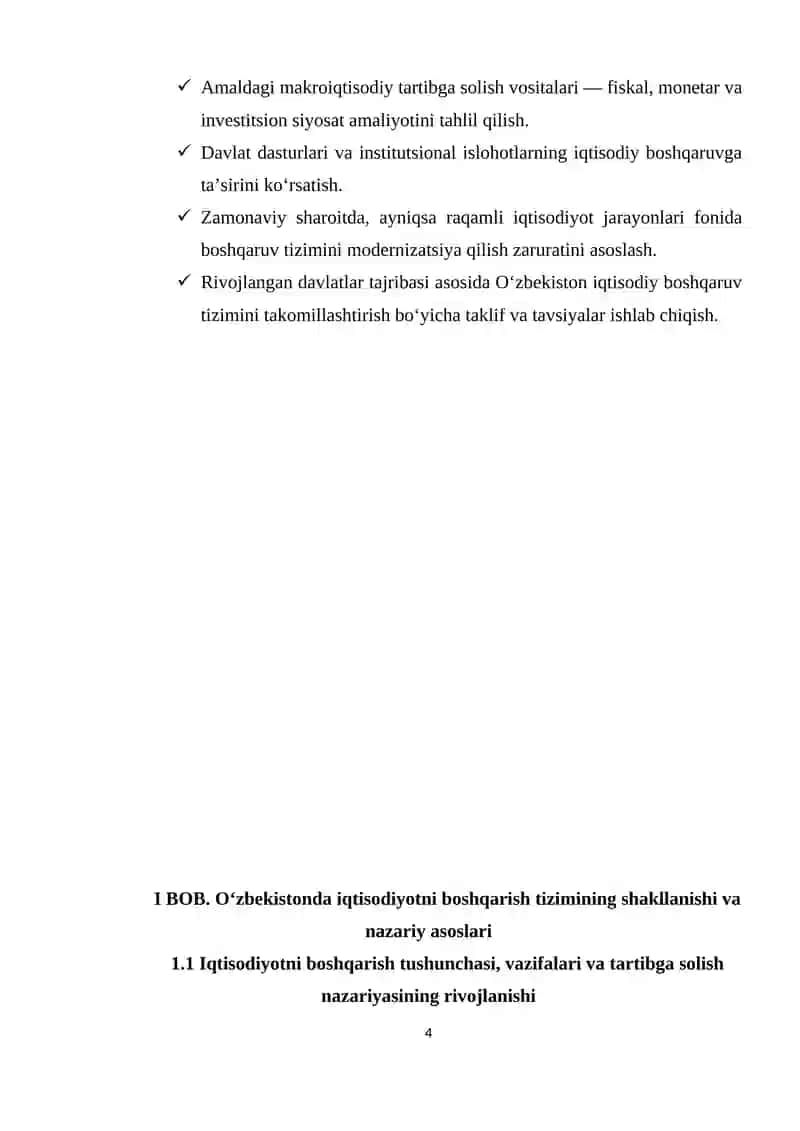 O‘zbekistonda iqtisodiyotni boshqarish va tartibga solish tizimining shakllanishi 4