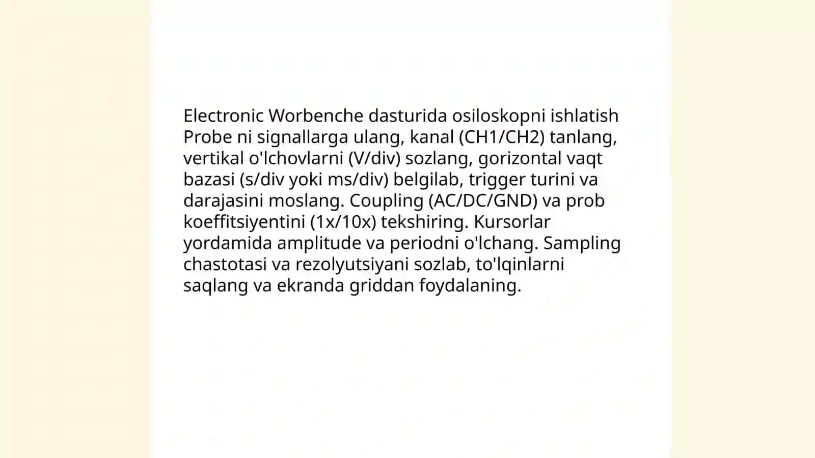 Electronic Worbenche dasturda nazorat o'lchov asboblari 4