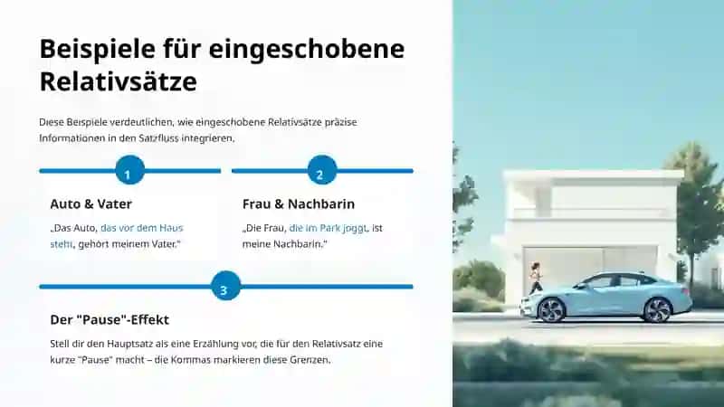 Eingeschobene Relativsätze; Nebensätze mit „obwohl“ 4