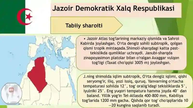 Taqdimot. Shimoliy Afrika subregioni davlatlarining tabiiy sharoiti va resurslari 4