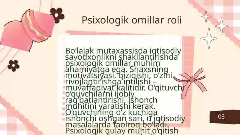 BO‘LAJAK MUTAXASSISLARDA IQTISODIY SAVODXONLIKNI RIVOJLANTIRISHNING PSIXOLOGIK-PEDAGOGIK OMILLARI 4