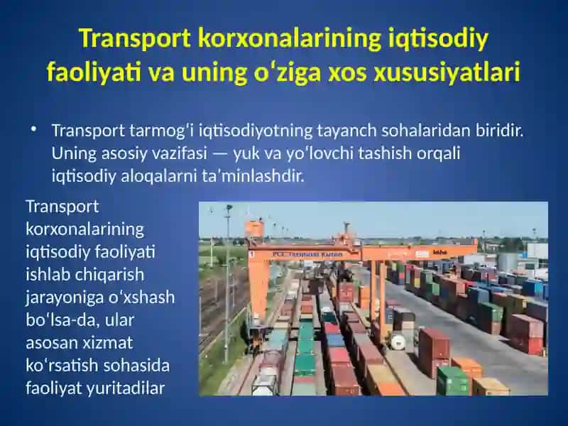 Transport korxonalarida moliyaviy iqtisodiy holatni umumlashtirish va tahlil qilish. 4