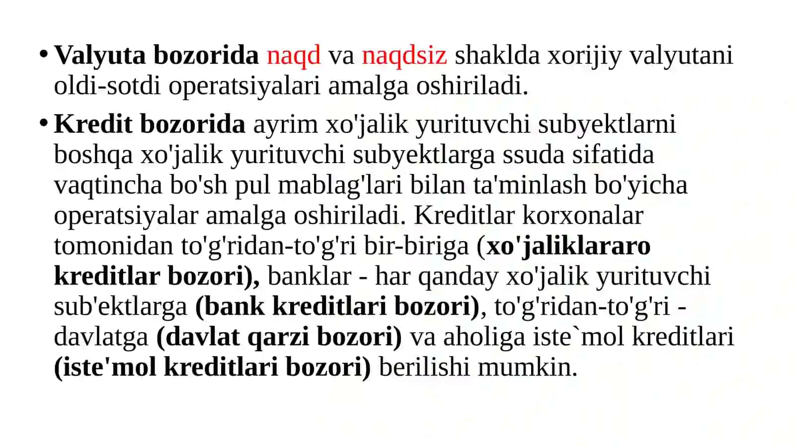 Moliyabozorining vazifalari, asosiy vositachilari va moliyaviy bozorlarning rivojlantirishning asosiy tendensiyalari 4