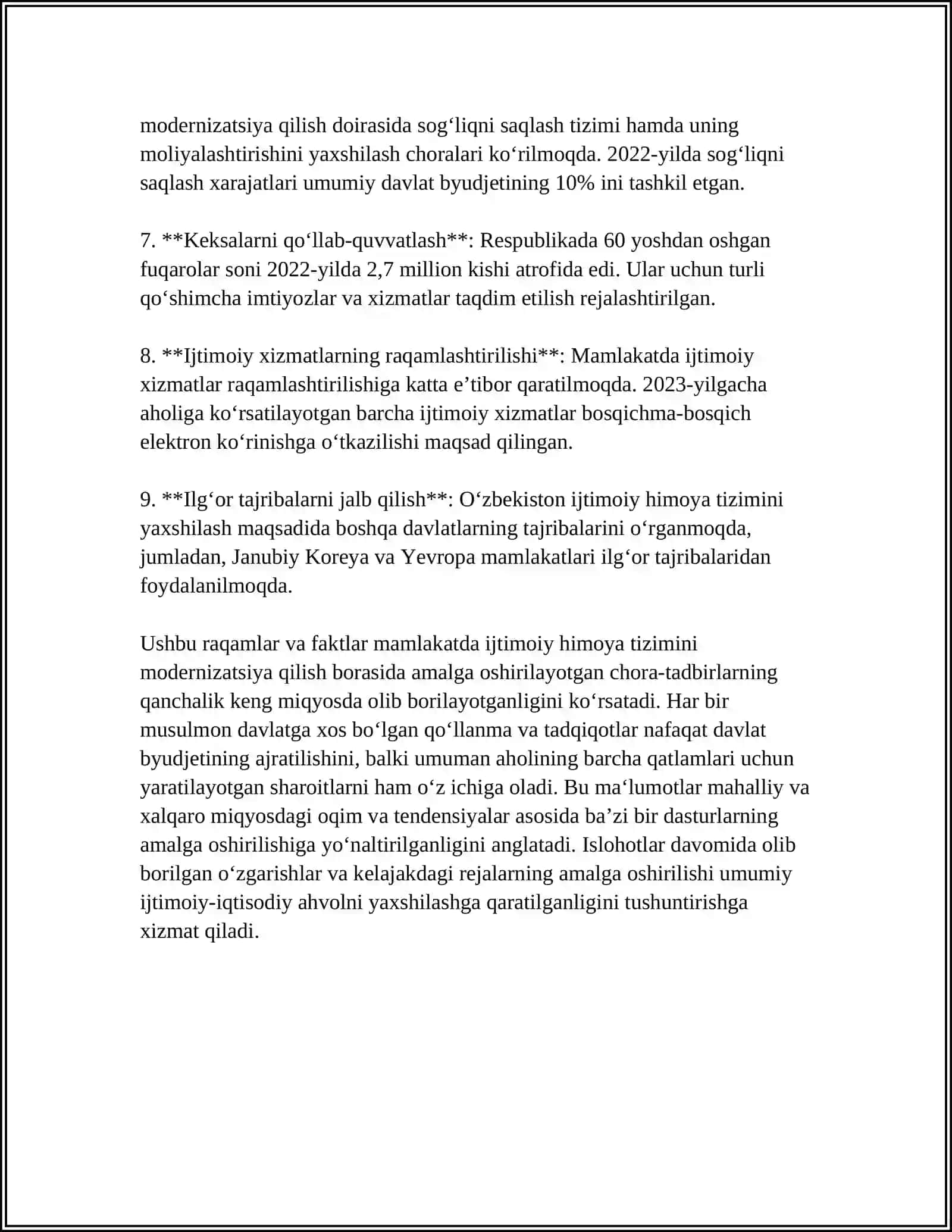 Ijtimoiy himoya tizimini modernizatsiya qilish islohotlari 4