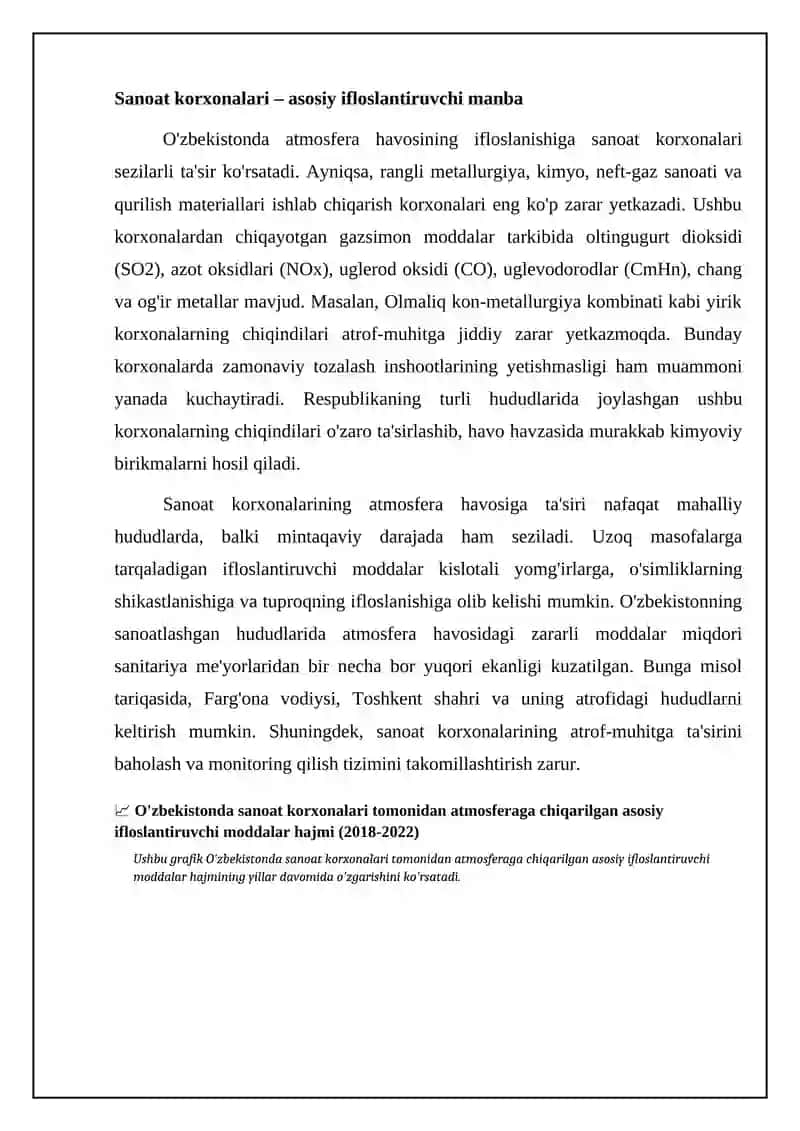 O'zbekistonda atmosferani muxofaza qilish muammolari 4