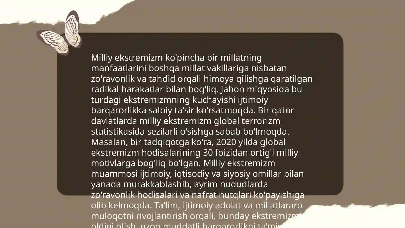 Ekstremizmning ko'rinishlar va namoyon bo'lish shaklar 4