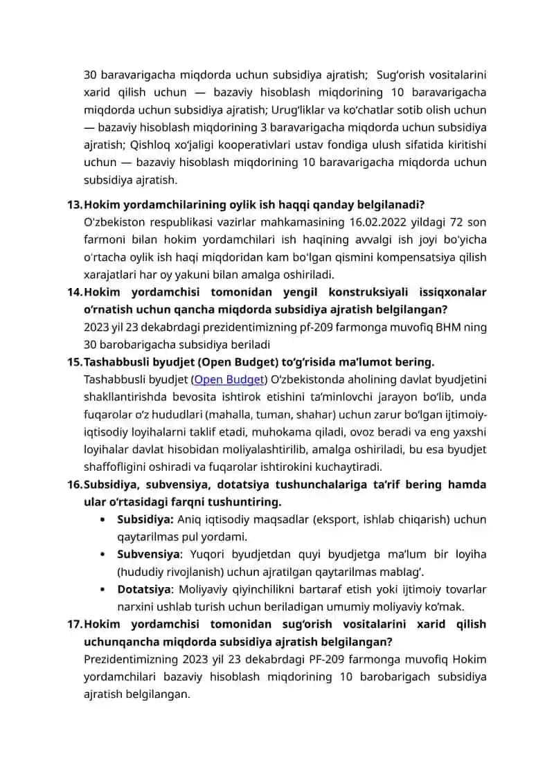 Hokim yordamchisining asosiy vazifalari Hokim yordamchilari uchun suhbat savol-javob lari 4