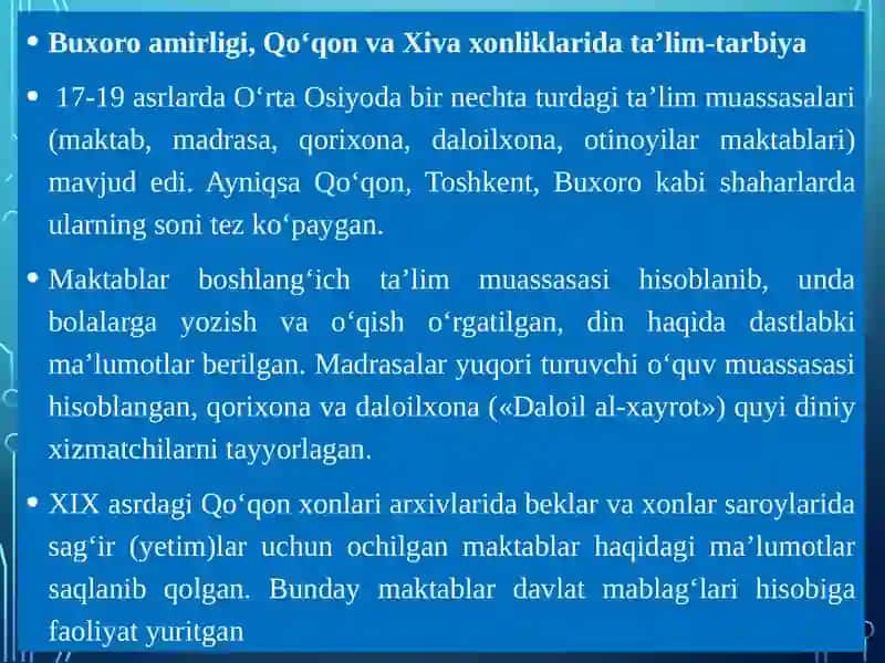 XVIIASRDANXIX ASRNING YARMIGACHA TARBIYA,MAKTAB VA PEDAGOGIK FIKRLAR RIVOJI 4