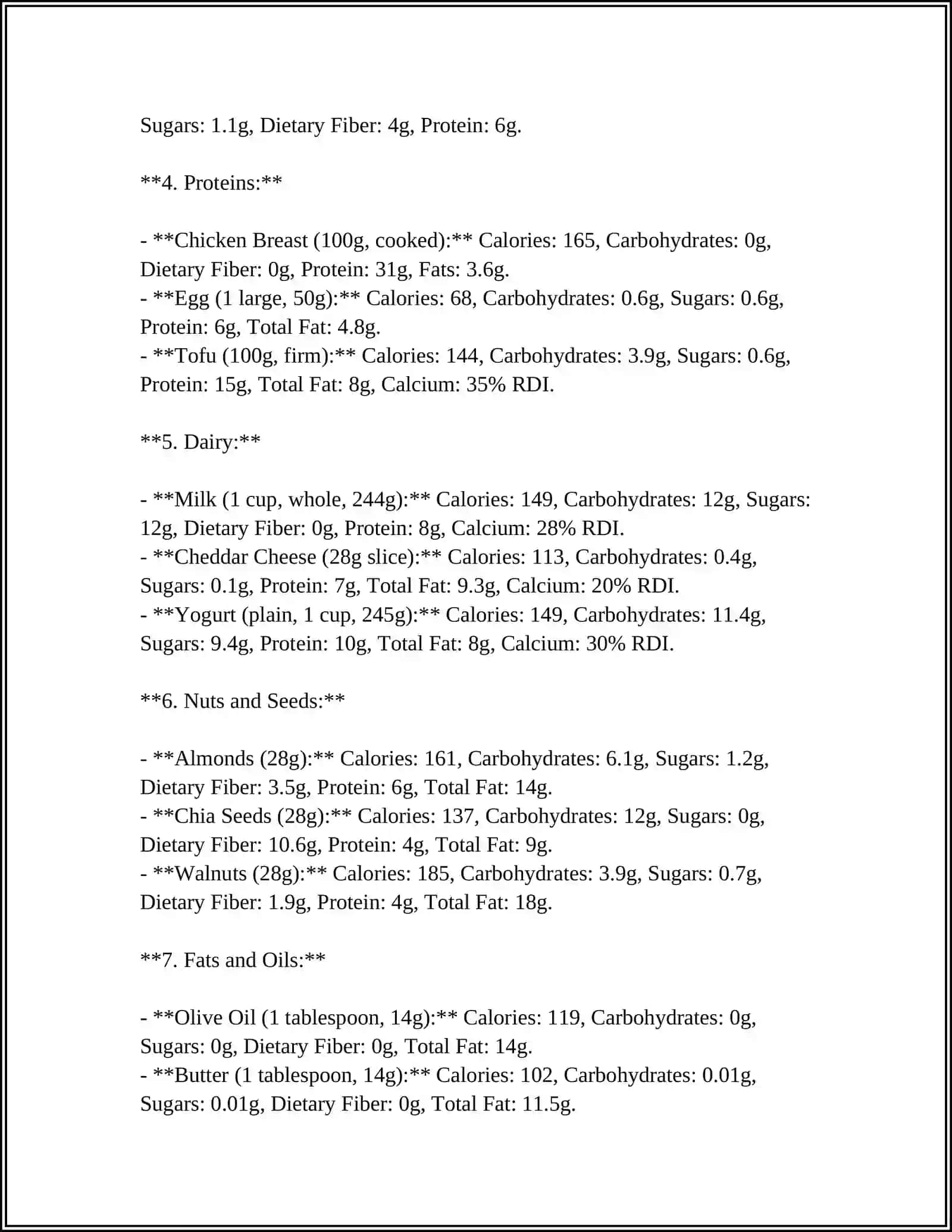 Nutritional Value of Foods 4