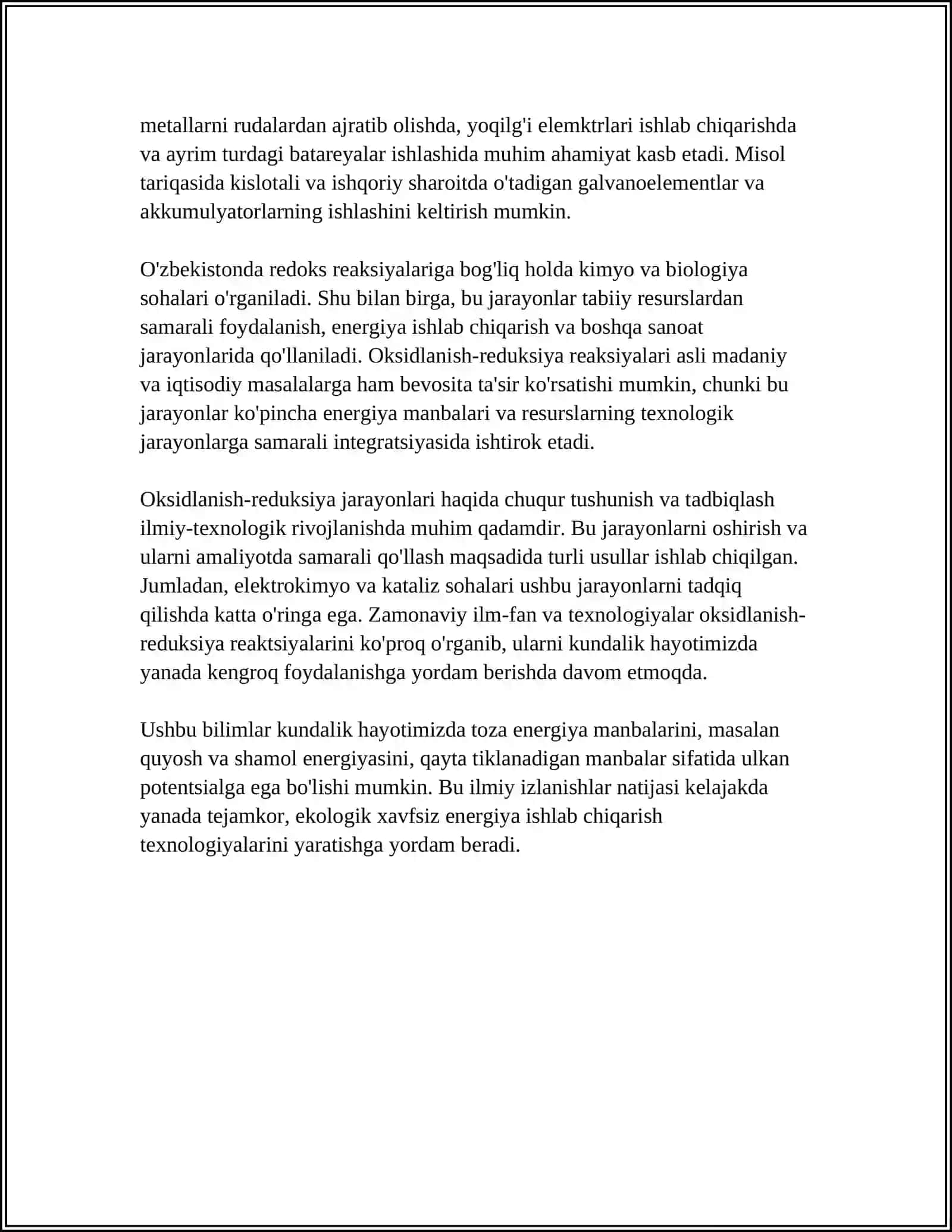 OKSIDLANISH QAYTARILISH REAKSIYALARIDA MODDALARNING EKVIVALENT OG’IRLIKLARINI ANIQLASH 4