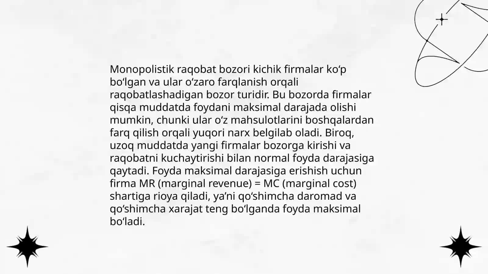 Raqobatlashgan monopolistik bozor 4