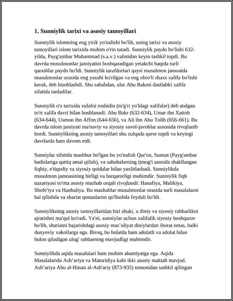 ISLOM DINIDA ASOSIY YO'NALISHLAR: SUNNIYLIK, SHIALIK, XORIJIYLIK 4