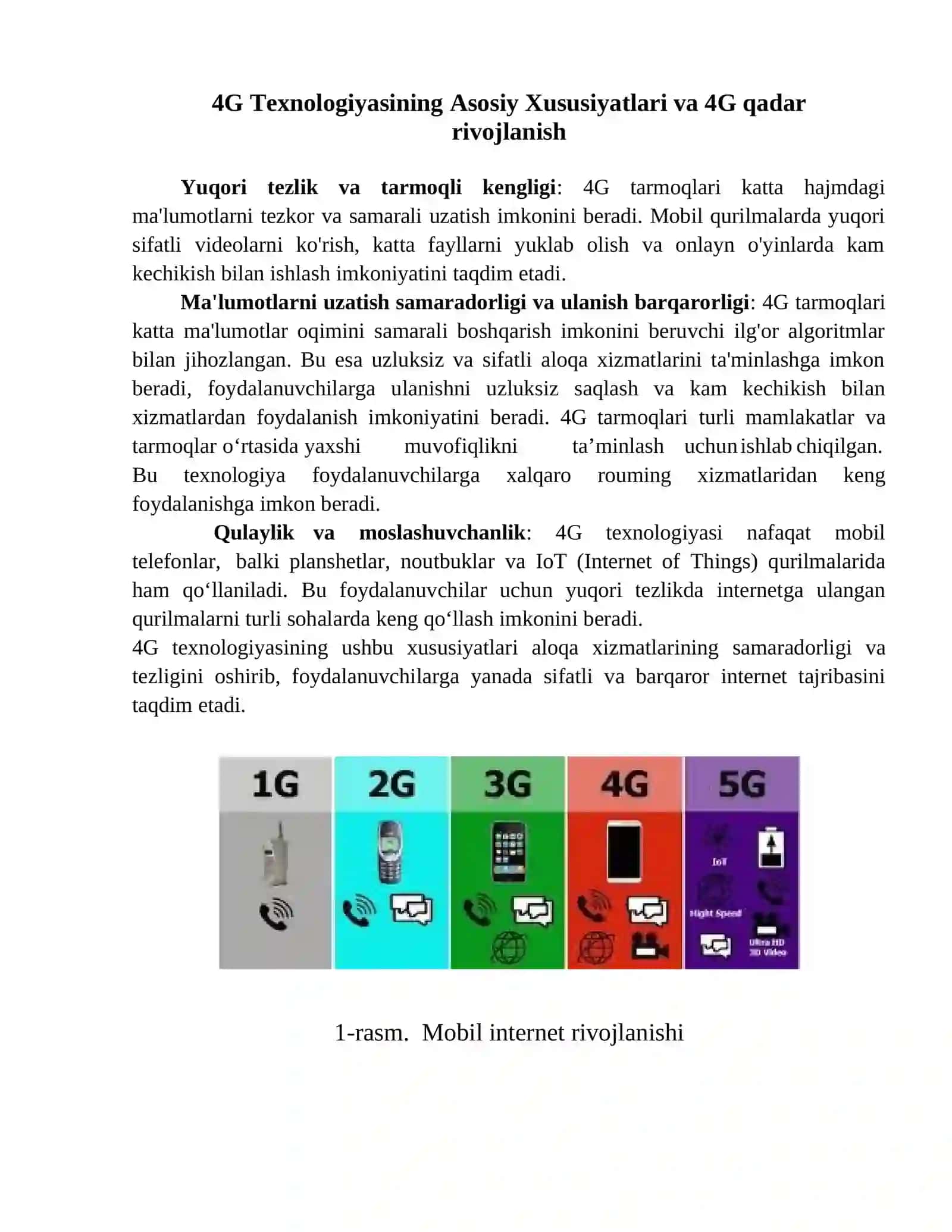 4G sotali aloqa tizimlari konsepsiyasi 4