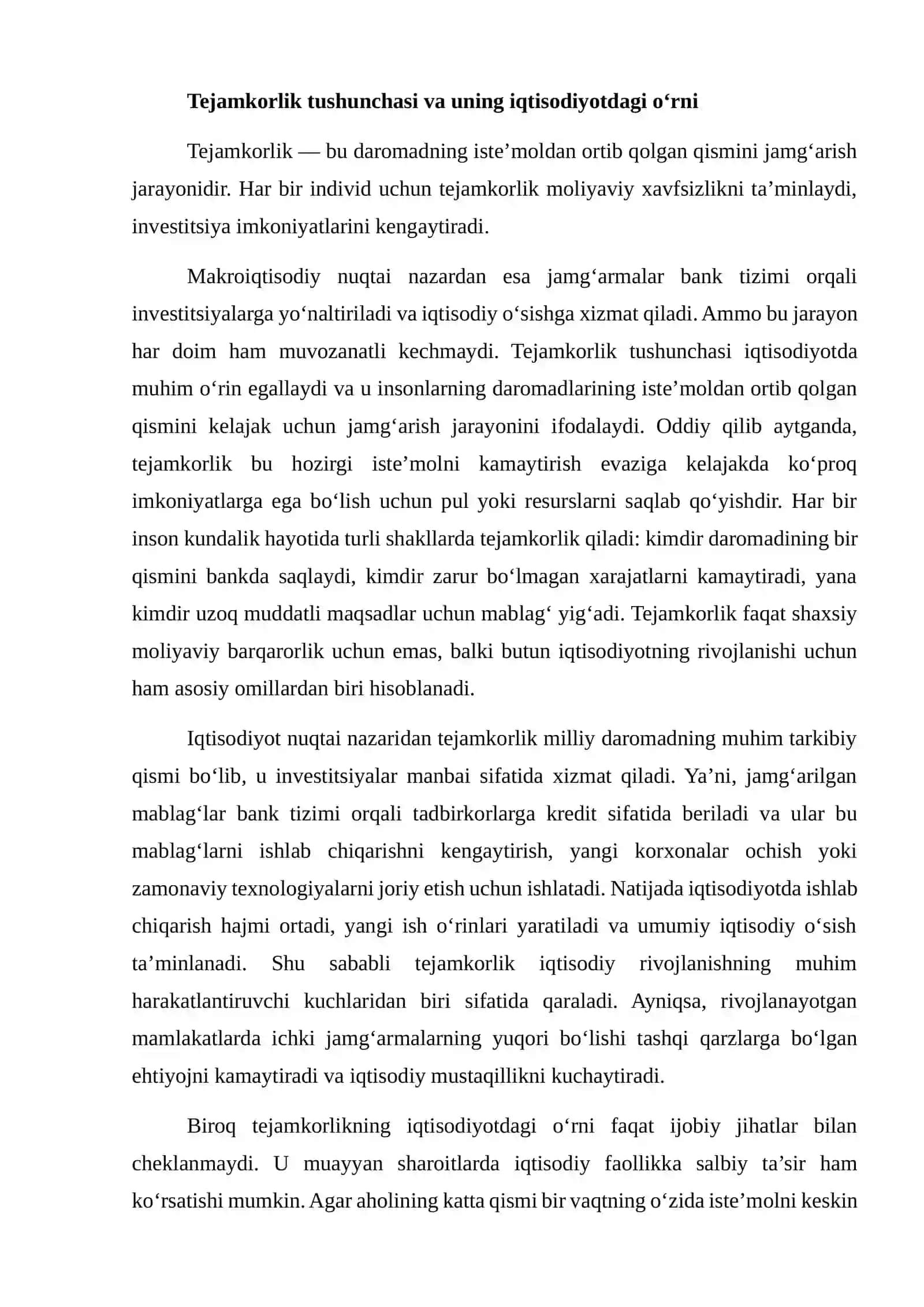 Tejamkorlik paradoksi (Paradox of Thrift) 4