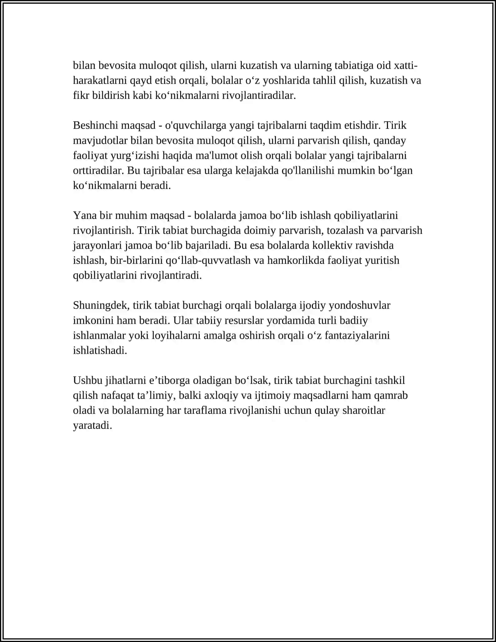 MAKTABDA TIRIK TABIAT BURCHAGINI TASHKIL ETISH VA UNDA OLIB BORILADIGAN OʻQUV ISHLARI 4