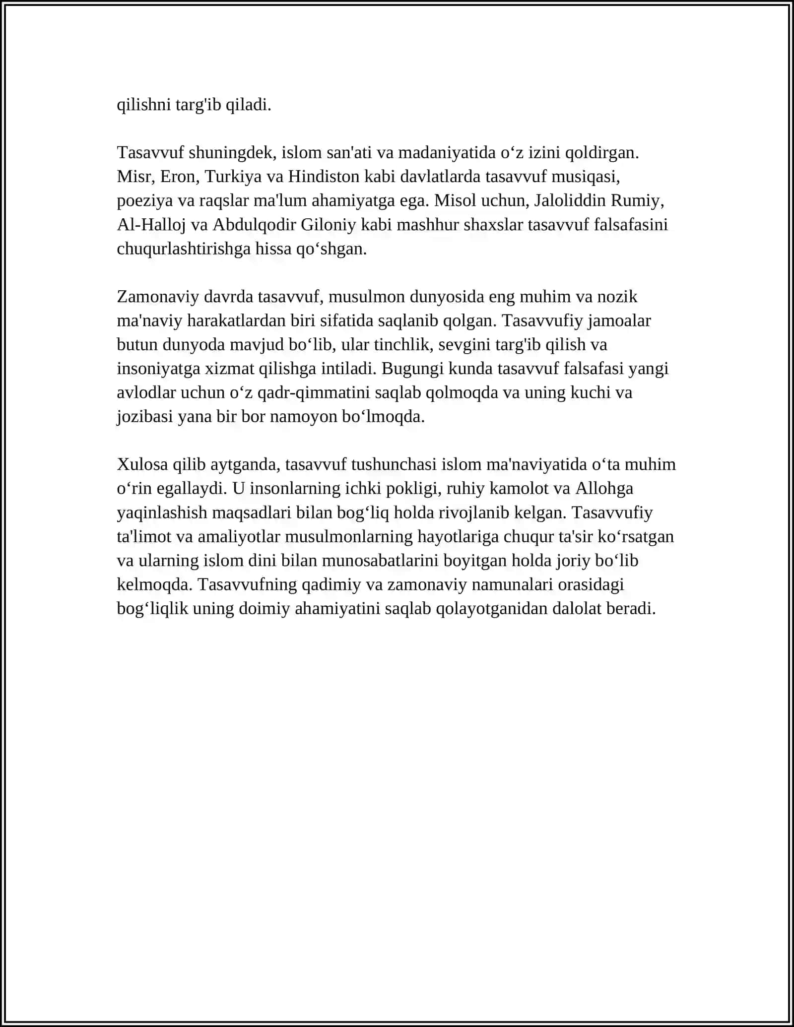 SUFIZIM TUSHINIGI VA UNING MANOSI MAZMUNI SUFIZIMNING KELIB SHIQICHI VA RAVAJLANICHI 4
