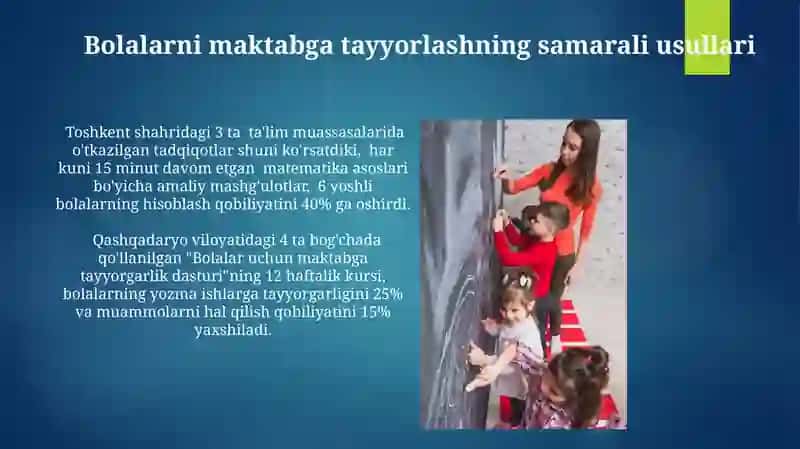 Qisqa muddatli guruhlarda bolalarni maktabga tayyorlash 4