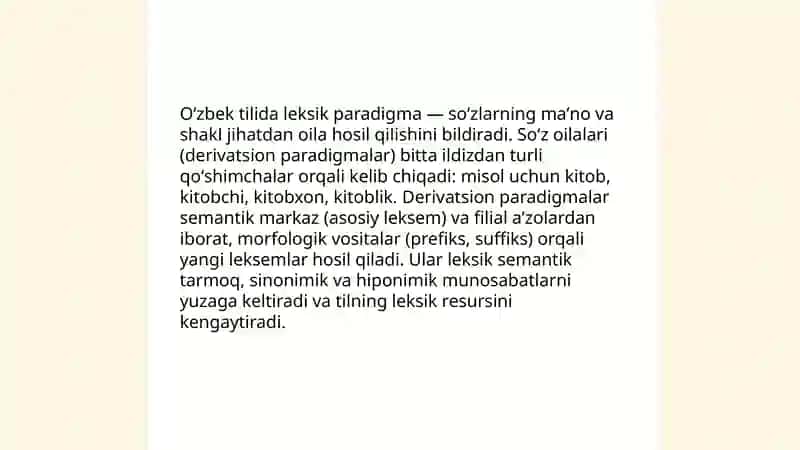 O'zbek tilida leksik-shakliy paradigmatik munosabatlar 4