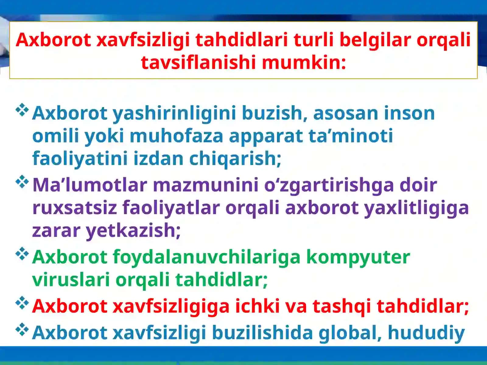 Axborot xavfsizligi va axborotlarni himoyalash usullari 4