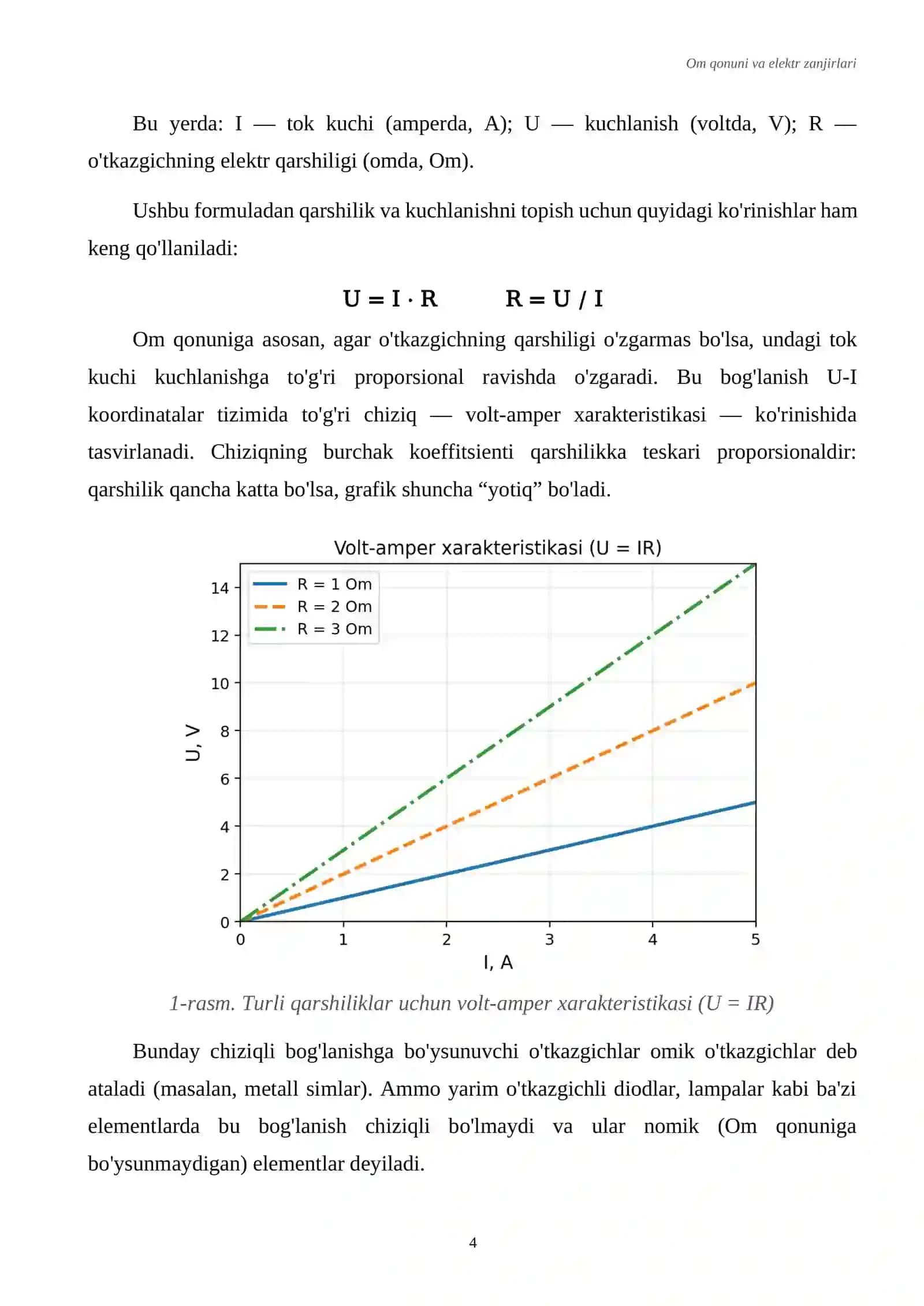 Om qonuni va elektr zanjirlari. Referat 4