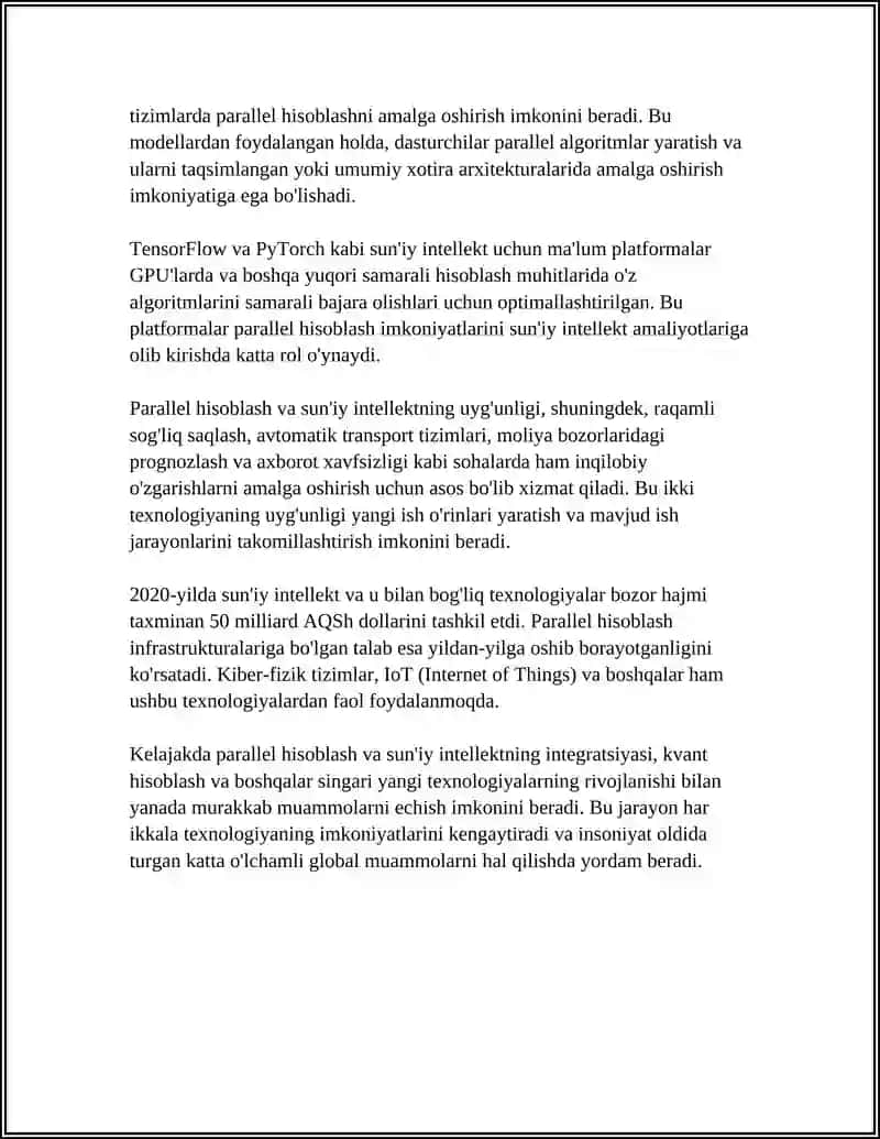 PARALLEL HISOBLASH VA SUN’IY INTELLEKT 4