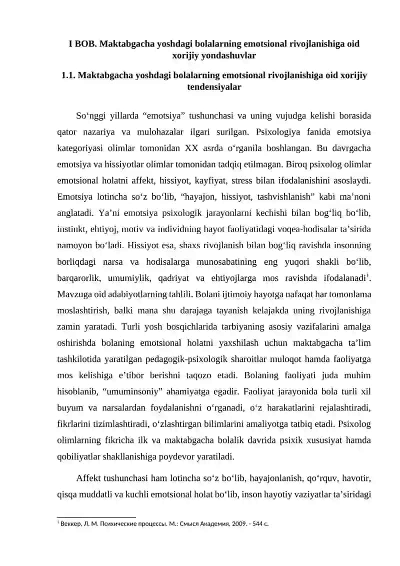 MAKTABGACHA YOSHDAGI BOLALARDA EMOTSIONAL MUAMMOLARNI ANIQLASH VA BAHOLASH KURS ISHI 4