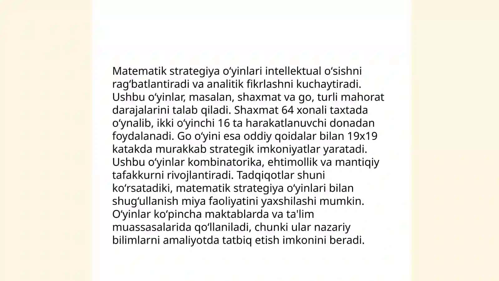 Matematik muammo hal qilish o‘yinlari 4