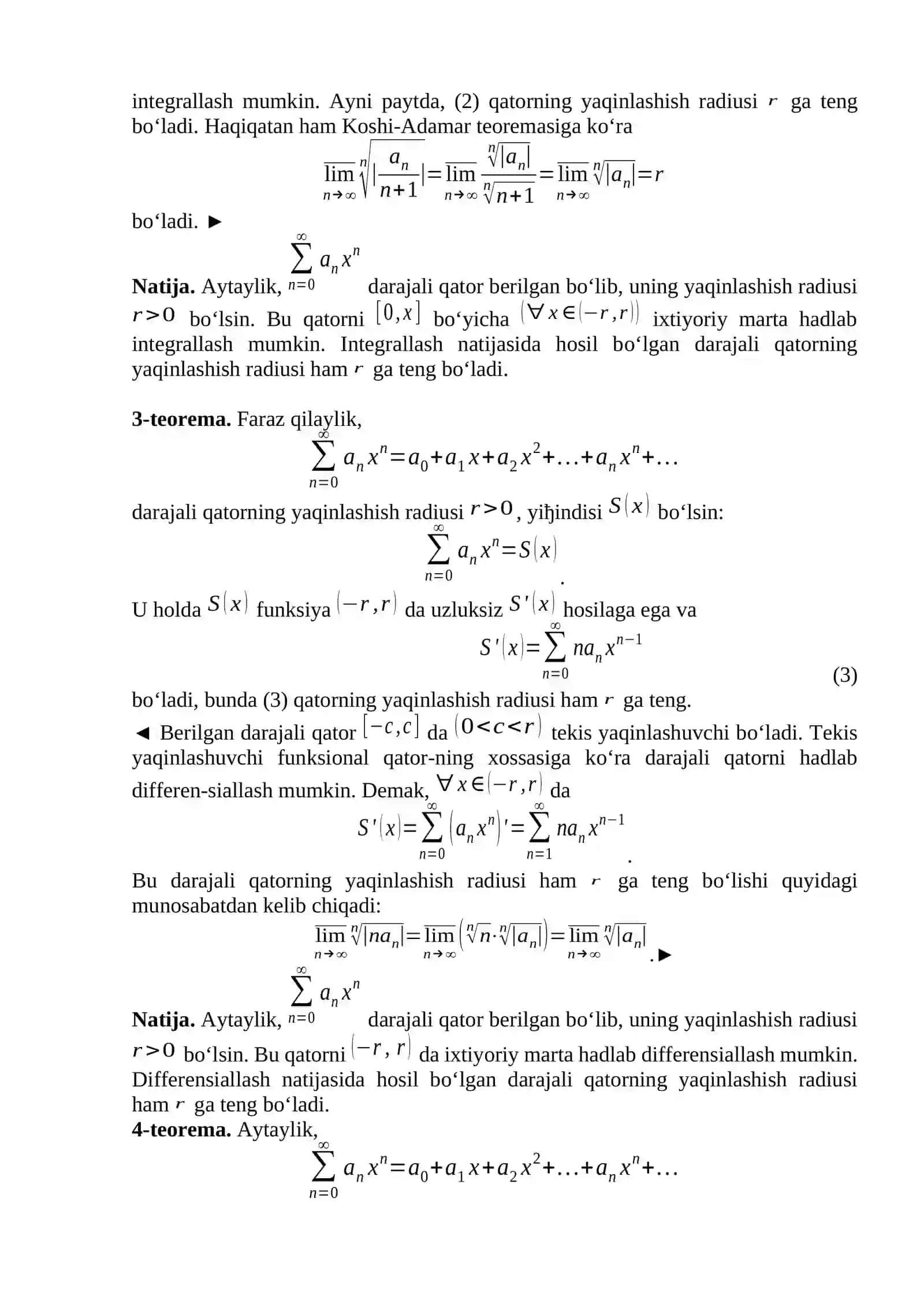 Darajali Qatorning Tekis Yaqinlashishi 4
