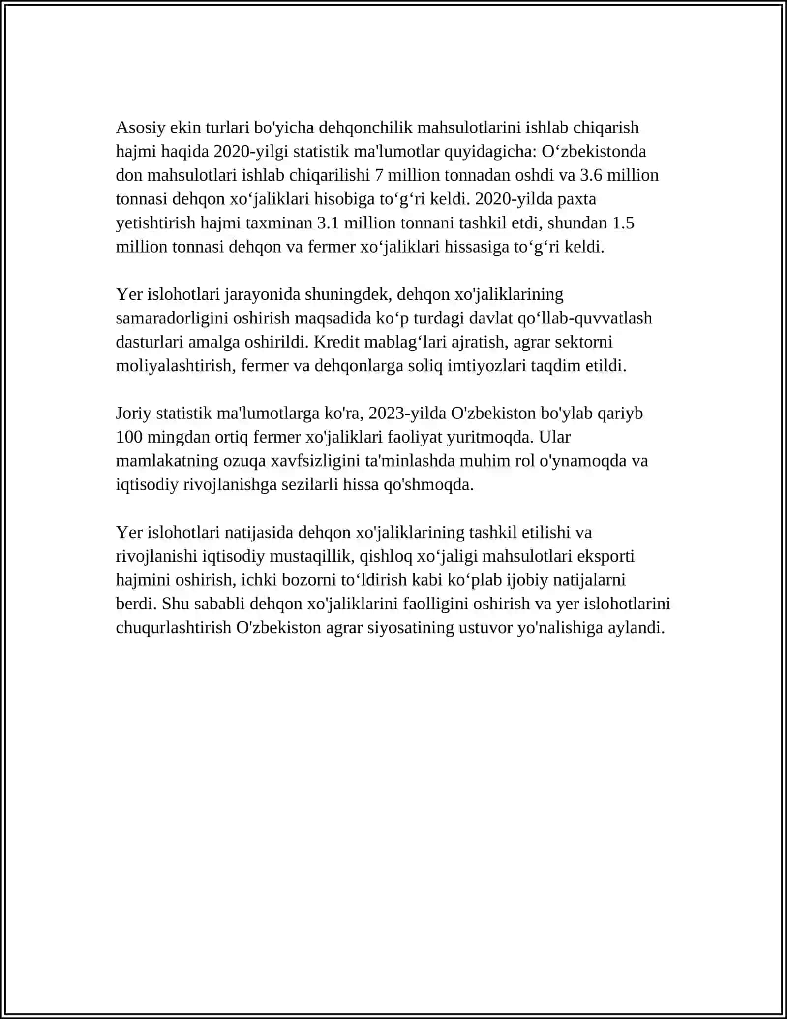 MUSTAQILLIK YILLARIDA QISHLOQ XO‘JALIGI VA SANOAT SOHASIDAGI O‘ZGARISHLAR 4