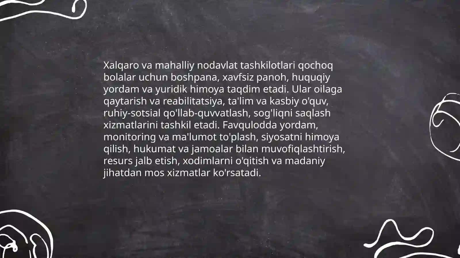 Chet eldagi boshpanasiz va qochoq bolalar uchin muassaslari 4
