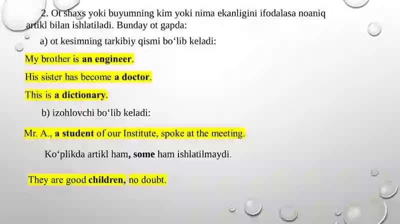 ARtikl (the article) NOANIQ ARTIKL A(AN) 4