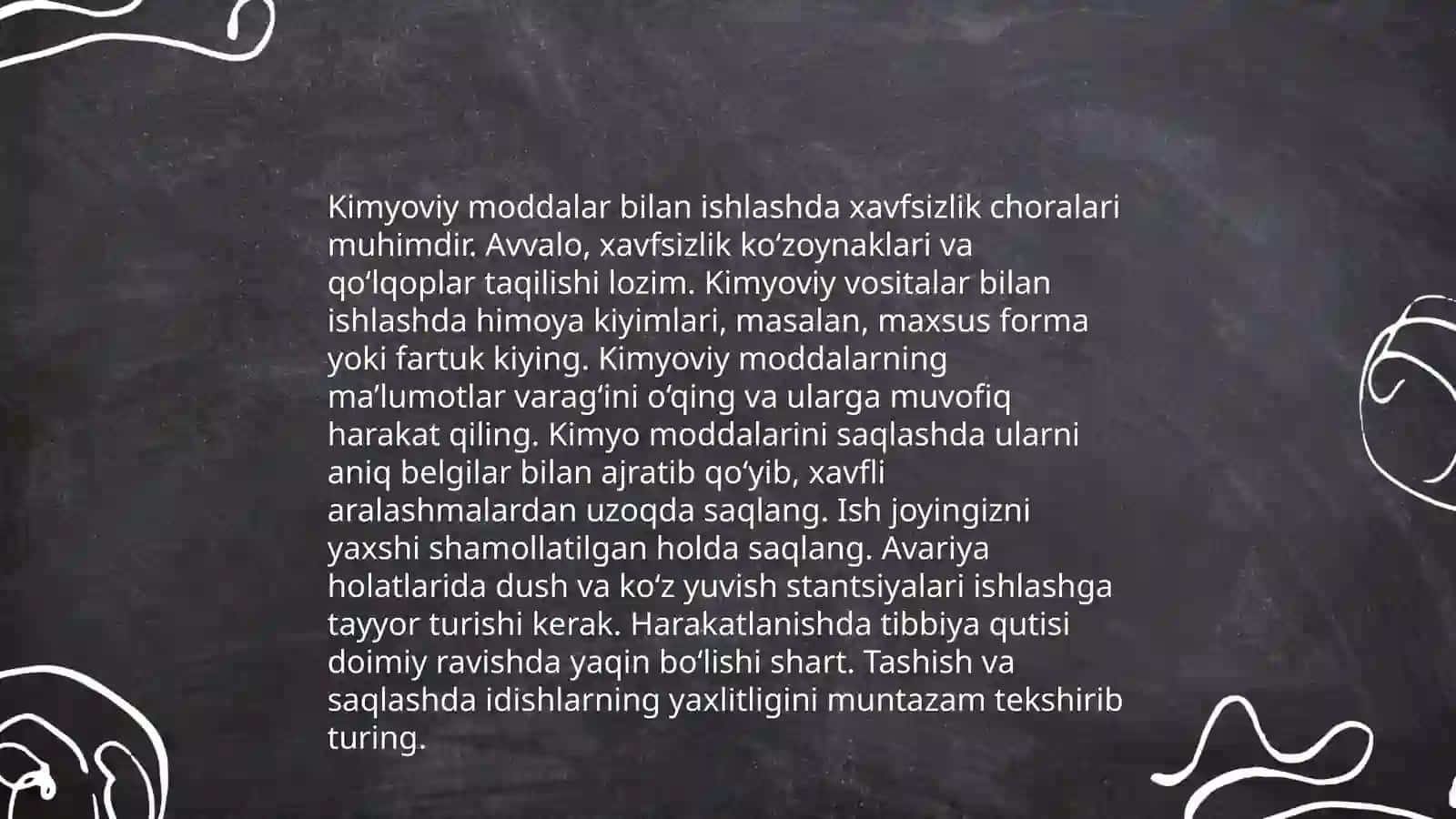 Texnologiya fanidan amaliy mashgʻulotlar jarayonida texnika xavfsizligi qoidalariga amal qilish 4