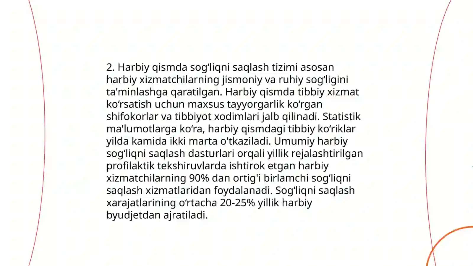 Harbiy qismda davolash - profilaktika tadbirlarini qiyosiy xilma-xilligi 4