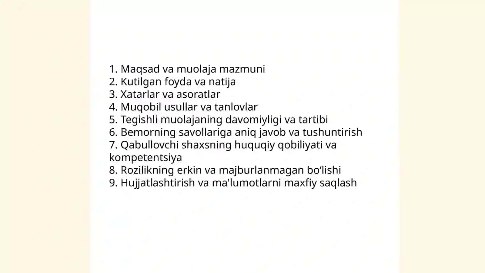 Tibbiy muolajalarga rozilik masalasi 4