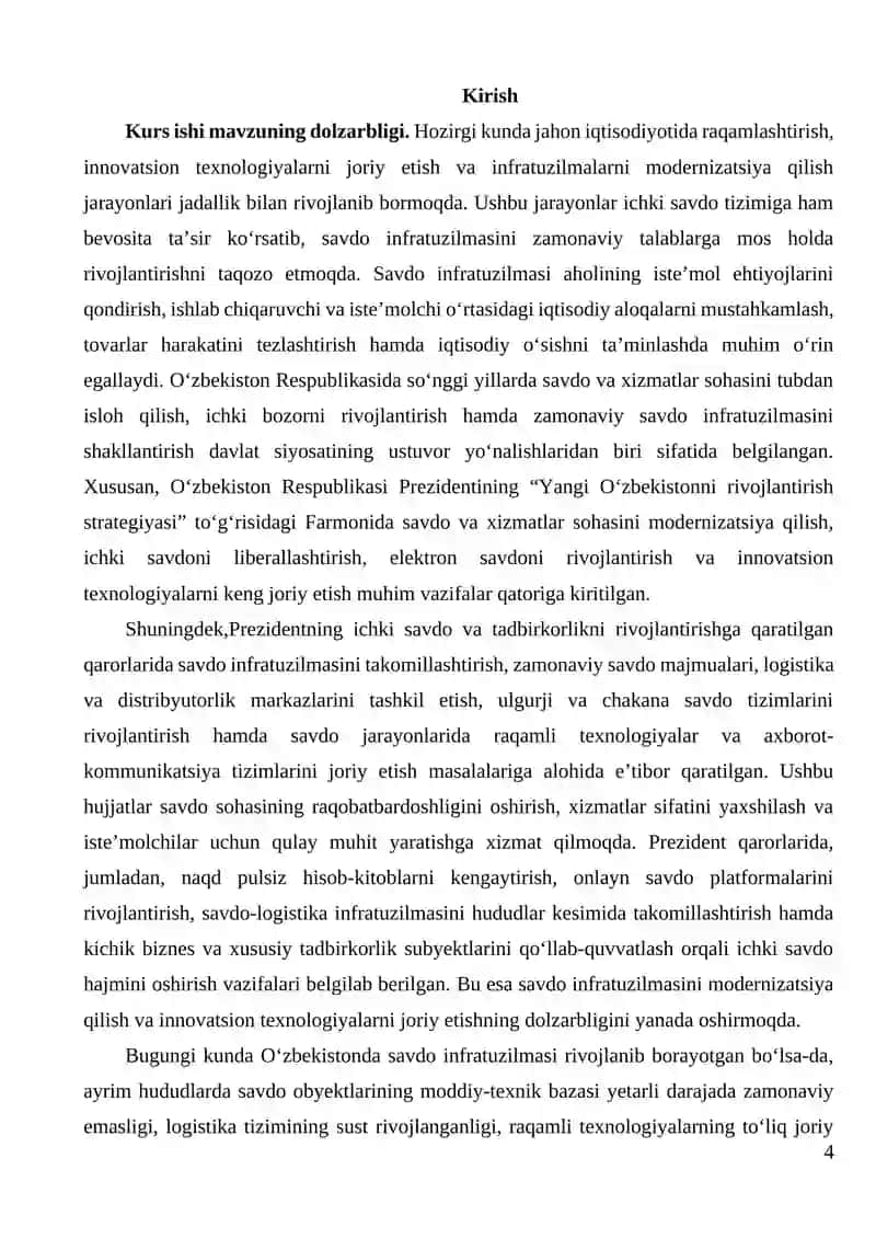 Savdo infratuzilmasini modernizatsiya qilish va innovatsion texnologiyalarni joriy etish 4