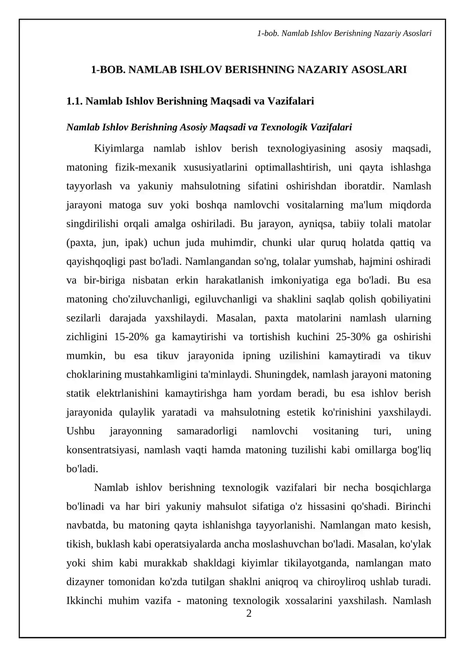 Kiyimlarga namlab va isitib ishlov berish texnologiyasi 4