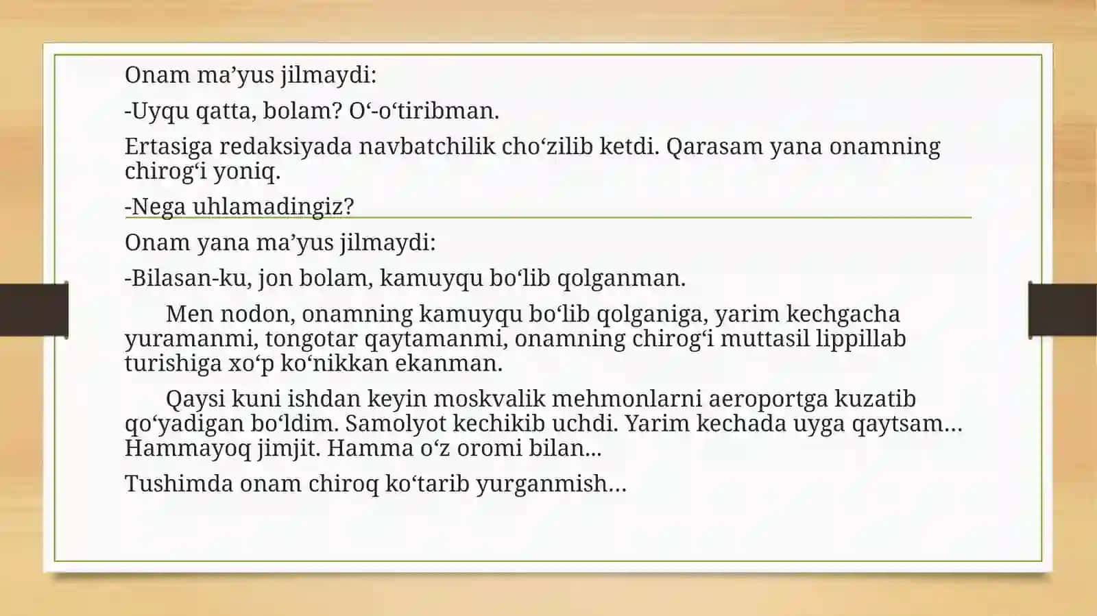 “Dunyoning ishlari” asaridan olgan taassurotlarim 4