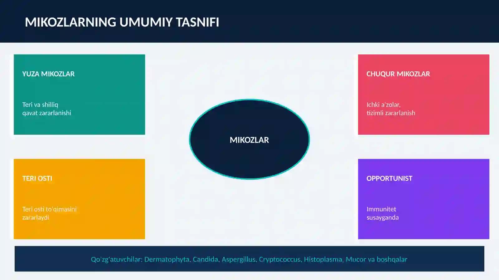 Mikoz qo'zgatuvchilari  yuza va chuqur mikoz (zamburug'li kasalliklar) 4