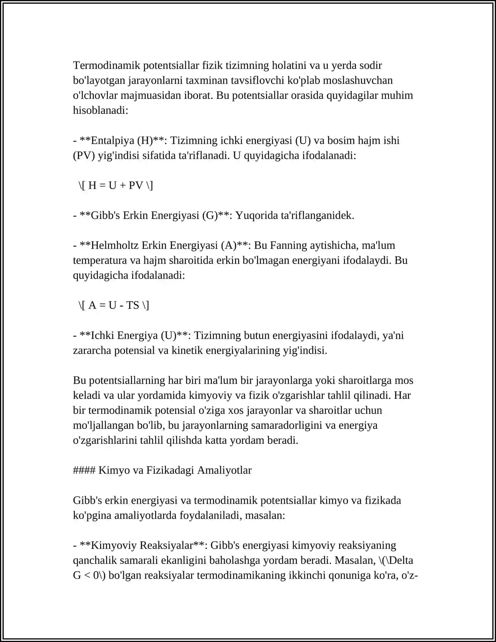 GIBBS ENERGIYASI. JOUL- TOMSIN EFFEKTI 4