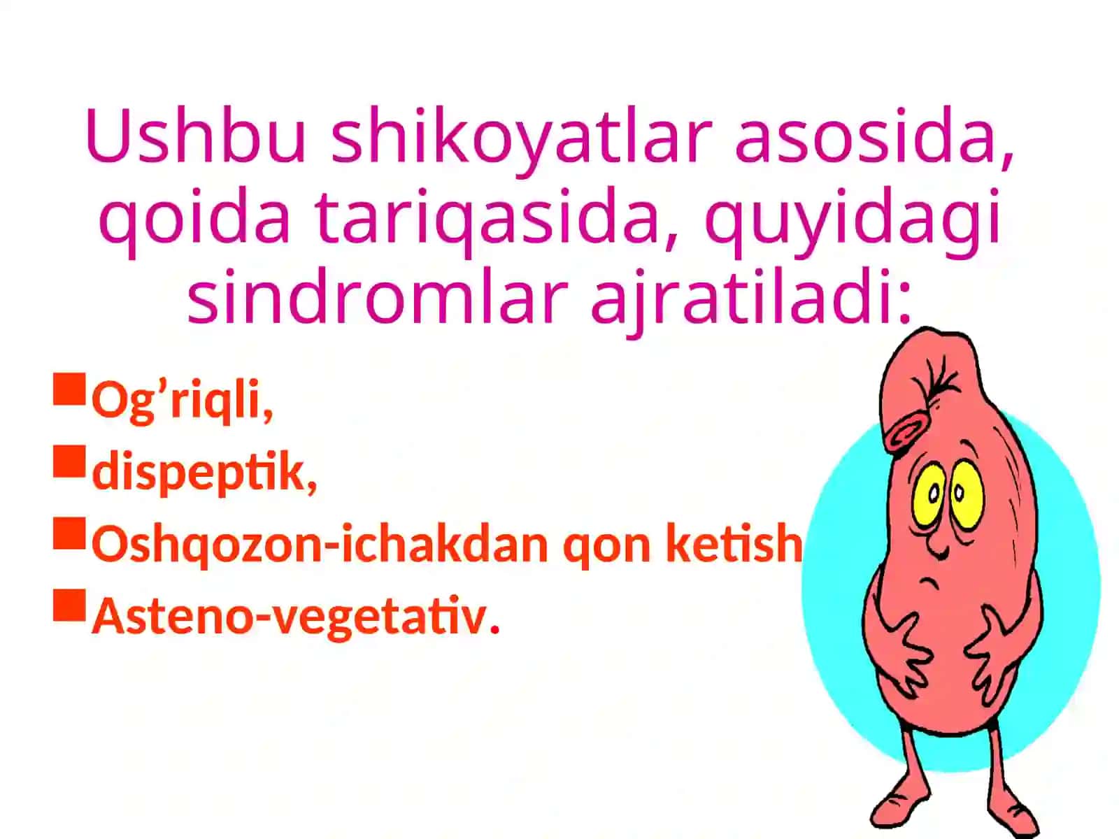 OSHQOZON-ICHAK TIZIMI KASALLIKLARI BILAN OG’RIGAN BEMORLARNI TEKSHIRISH USULLARI 4