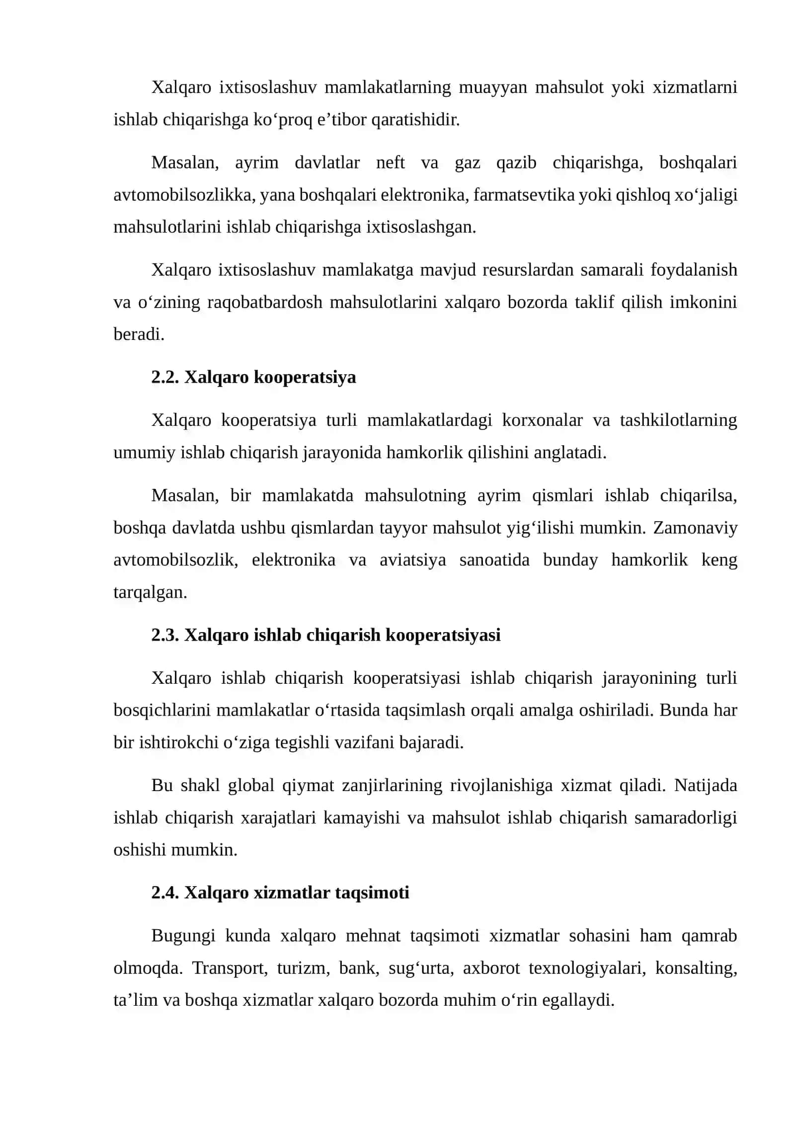 XALQARO MEHNAT TAQSIMOTI VA UNING AFZALLIKLARI 4