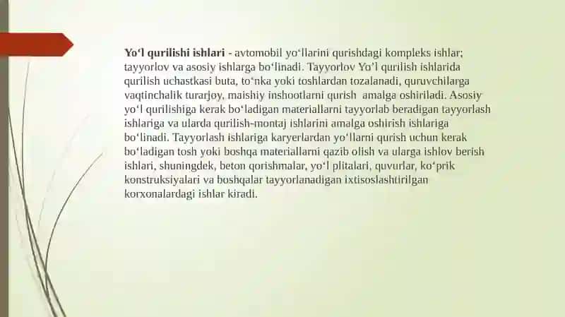 Ko’pchigan yo’l bo’laklarini qayta qurish 4