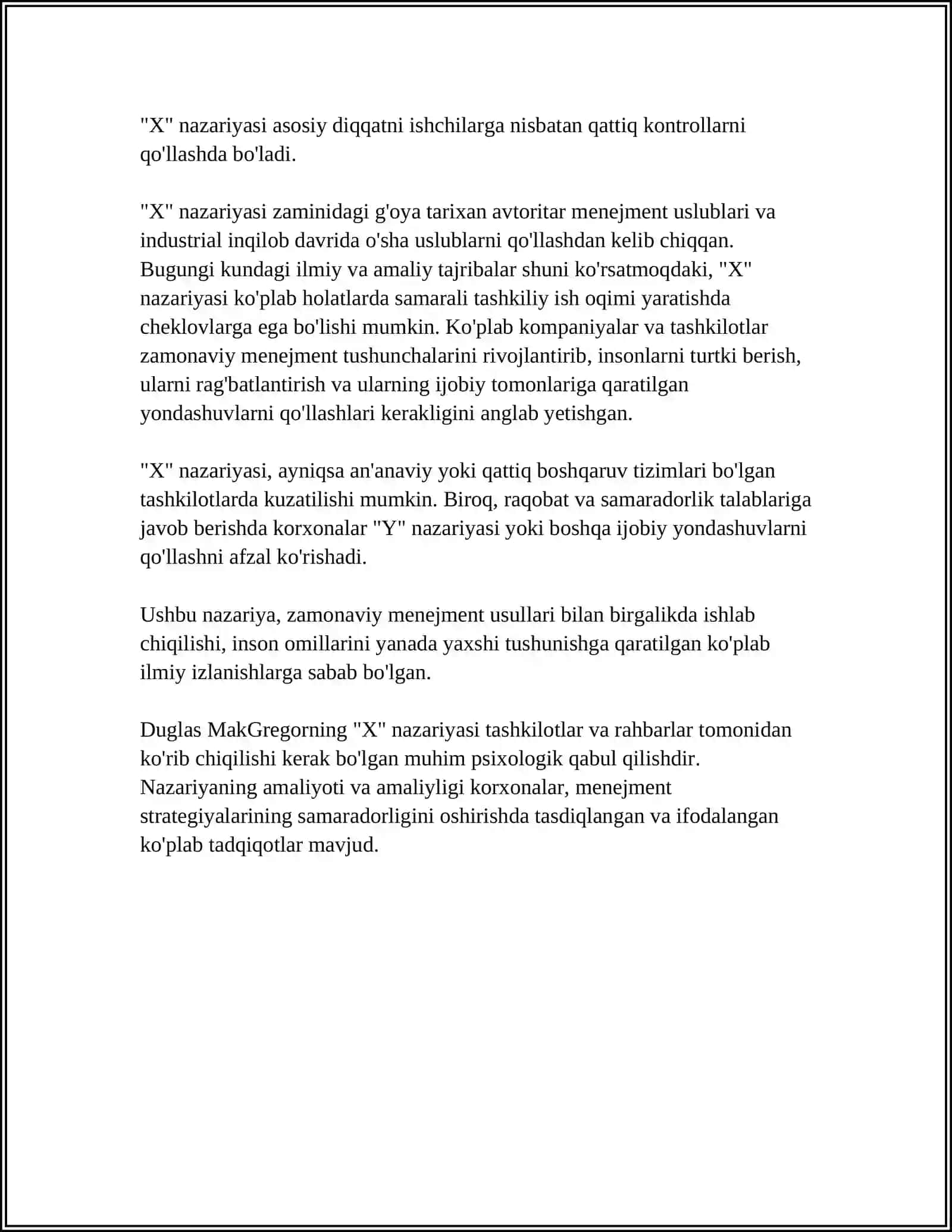 D.Makgregorning "X" VA "Y" NAZARYASI 4