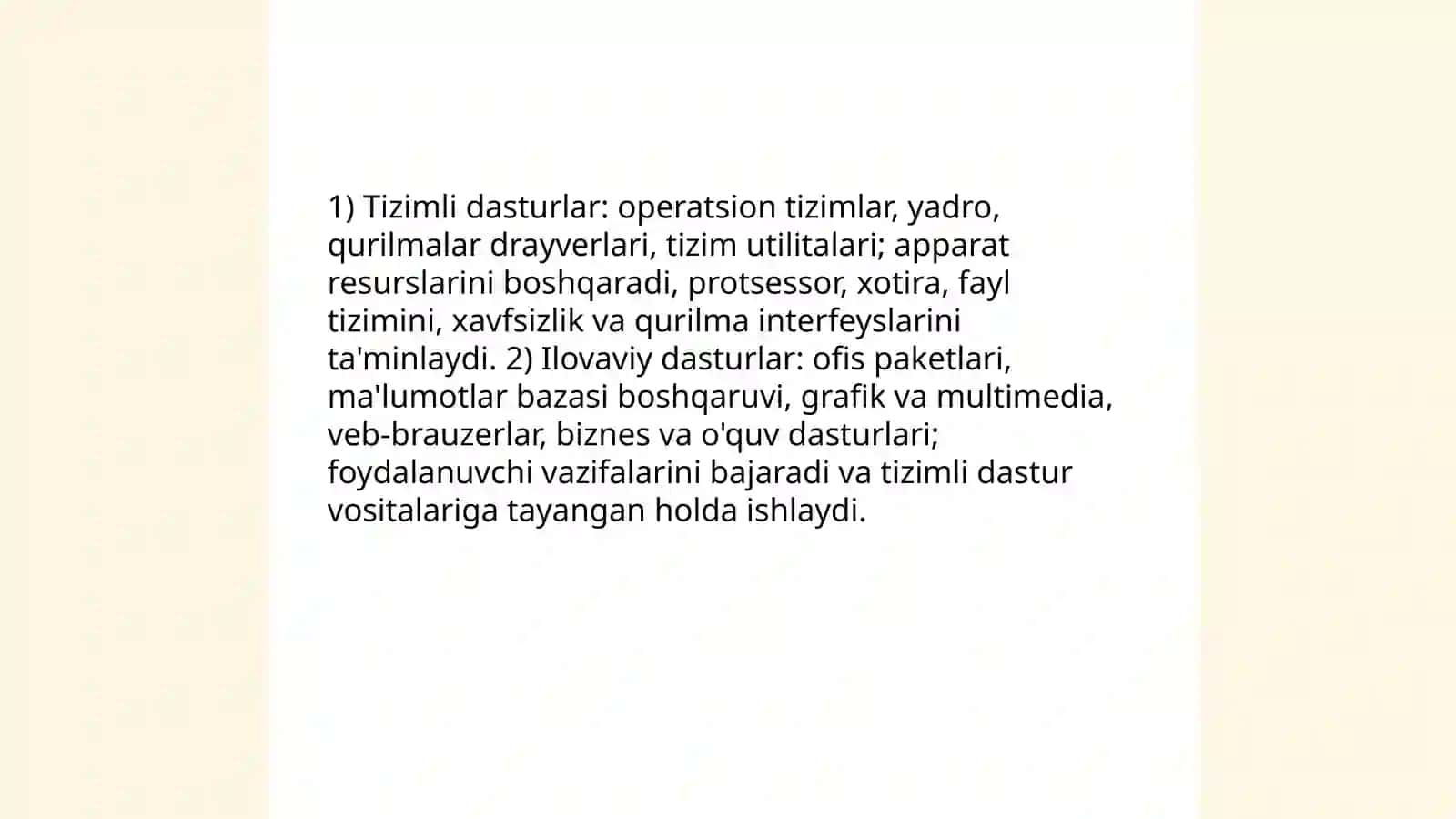 Dasturiy ta'minot klassifikatsiyasi 4