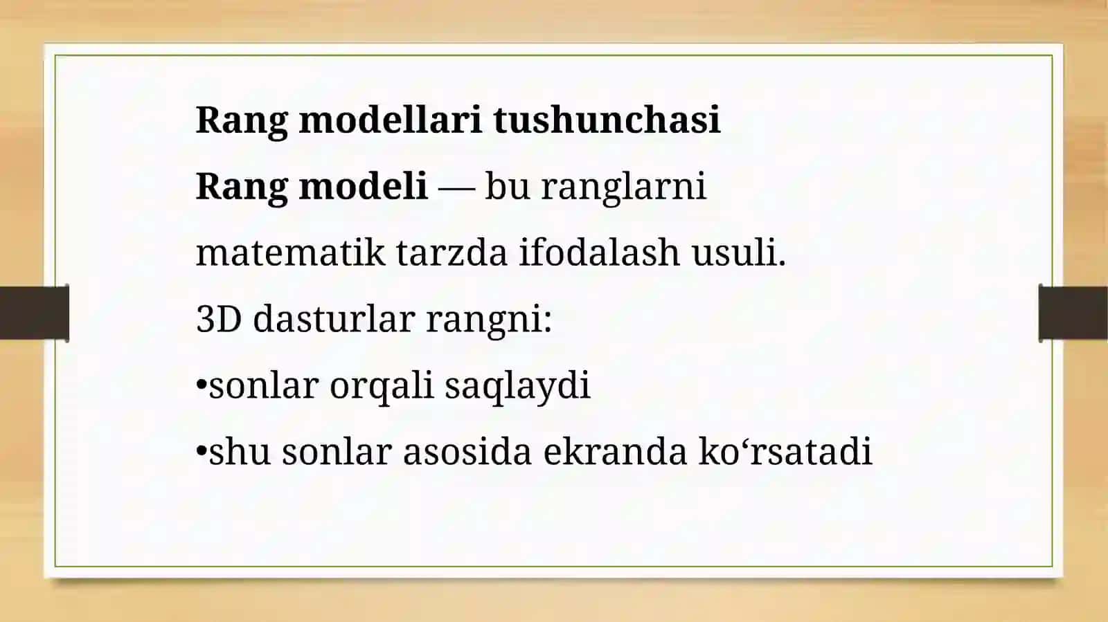 Rang modellari bilan ishlash 4