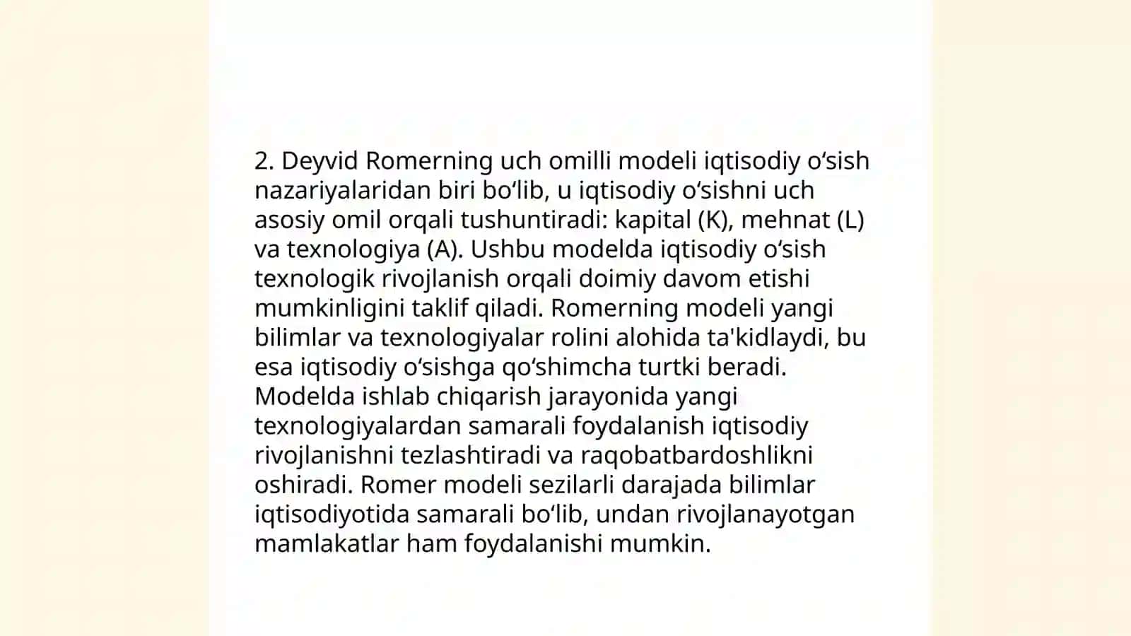Iqtisodiy oʻsishning neoklassik modellari 4